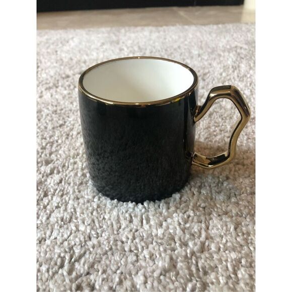 Sembol Pure Bone Porcelain Four Piece Set Black and Gold Cup and Plate - Picture 6 of 15